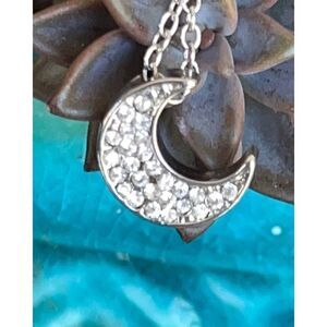Kawaii Dainty Crescent Moon Swarovski Crystal Necklace